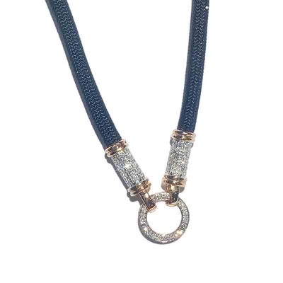 高货绳18K金钻石金扣头翡翠挂绳