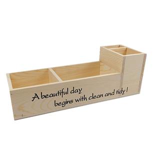 粉笔盒收纳盒讲台木质长方形多格教师桌面杂物分类托盘木盒定制