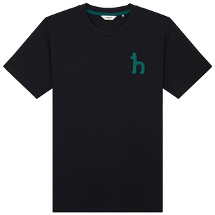 【100%棉】Hazzys哈吉斯夏季LOGO纯棉短袖T恤男宽松上衣