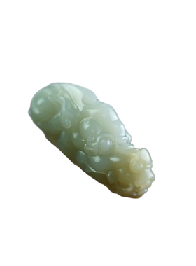 天然和田玉青海精雕龙头配饰吊坠