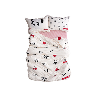 美好商店at home四件套{熊猫宅家}100支纯棉家居印花水洗棉床单款