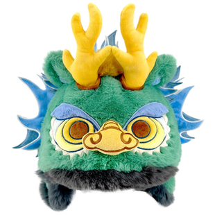 滑雪头盔套中国风毛绒动物冬季滑雪头盔帽套醒狮帽装饰户外男女