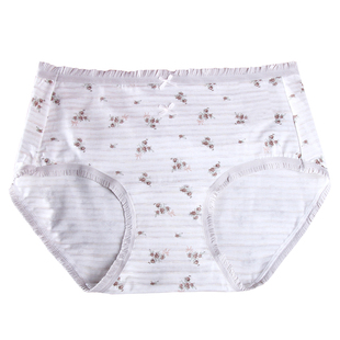 柚小爱棉质中腰女士绝美内裤吸湿透气蚕丝裆学生印花平角裤两条装