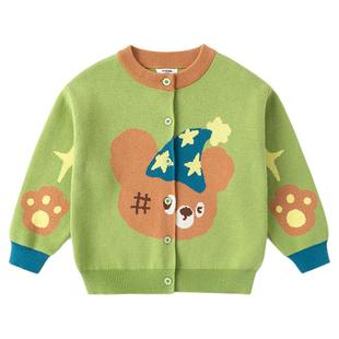 【100%棉】dudujia儿童毛衣纯棉男童开衫女童上衣洋气宝宝内搭a类