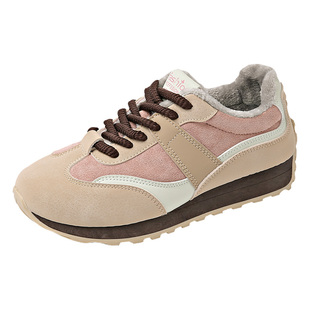 踩屎感运动二棉鞋女2024冬季加绒保暖德训鞋显脚小轻便减震跑步鞋