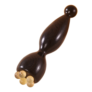 眼部按摩棒小莲蓬朱雀三啄面部美容工具滚珠经络点穴木拨筋棒羊角