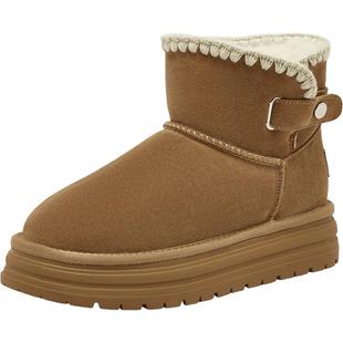 百思图25冬商场新款厚底雪地靴勃肯鞋加绒加厚棉鞋女短靴J9352DD5