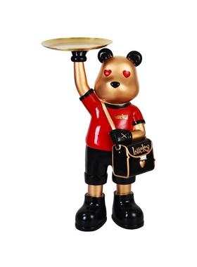 定制幸运熊暴力熊大摆件客厅超大号落地托盘轻奢电视柜沙发旁摆件