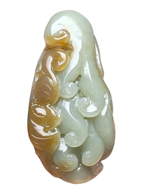 和田玉且末糖青白玉佛手把件