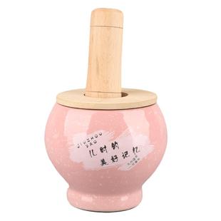 捣蒜器石臼家用陶瓷蒜缸捣蒜罐加厚蒜臼子蒜蓉器木研磨大蒜压蒜器