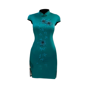 苏绣旗袍夏秋2025新款少女时尚立体刺绣真丝改良旗袍连衣裙多色