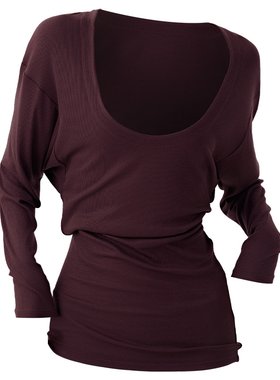 亏本特价 运动罩衫女包臀U领长袖瑜伽服时尚蝙蝠袖休闲瑜伽训练服
