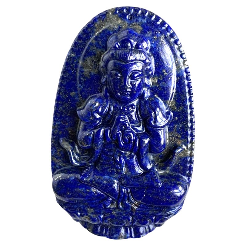 天然青金石雕刻八大守护神吊坠