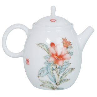 千红窑釉下五彩陶瓷茶壶家用单壶纯手绘石榴花泡茶壶创意中式茶壶