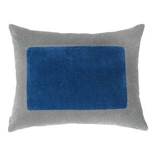 BAUHAUS 1919「雾泊」包豪斯蓝色灰色几何绒布60*48靠垫别墅抱枕