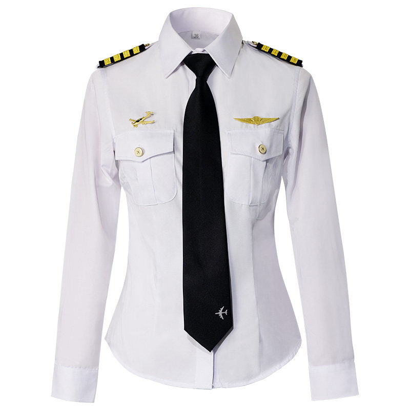 航空飞行员机长空姐制服女保安工作服夏正装短袖衬衣套装长袖安检