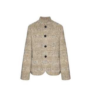 嫚渡|宝石混纱羊毛LP老钱风立领长袖单排扣外套高腰休闲裤套装