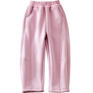 蔚未来女童裤子秋冬款洋气童装儿童时髦香蕉裤加绒加厚保暖弯刀裤