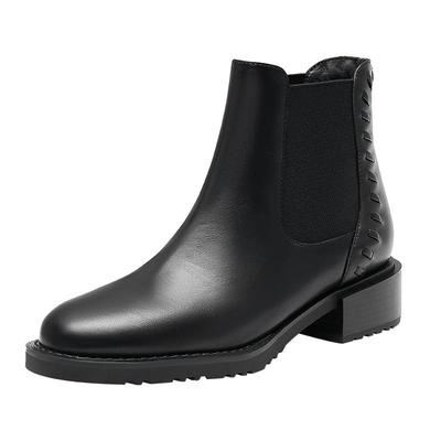 真美诗复古牛皮英伦切尔西靴