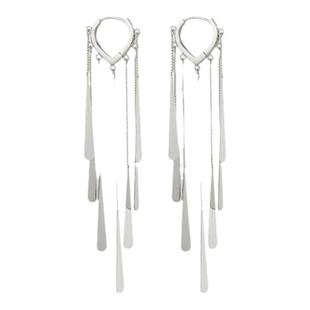 新款长耳线轻奢高级感夸张耳环女流苏链条耳钉耳坠冷淡风银色耳饰