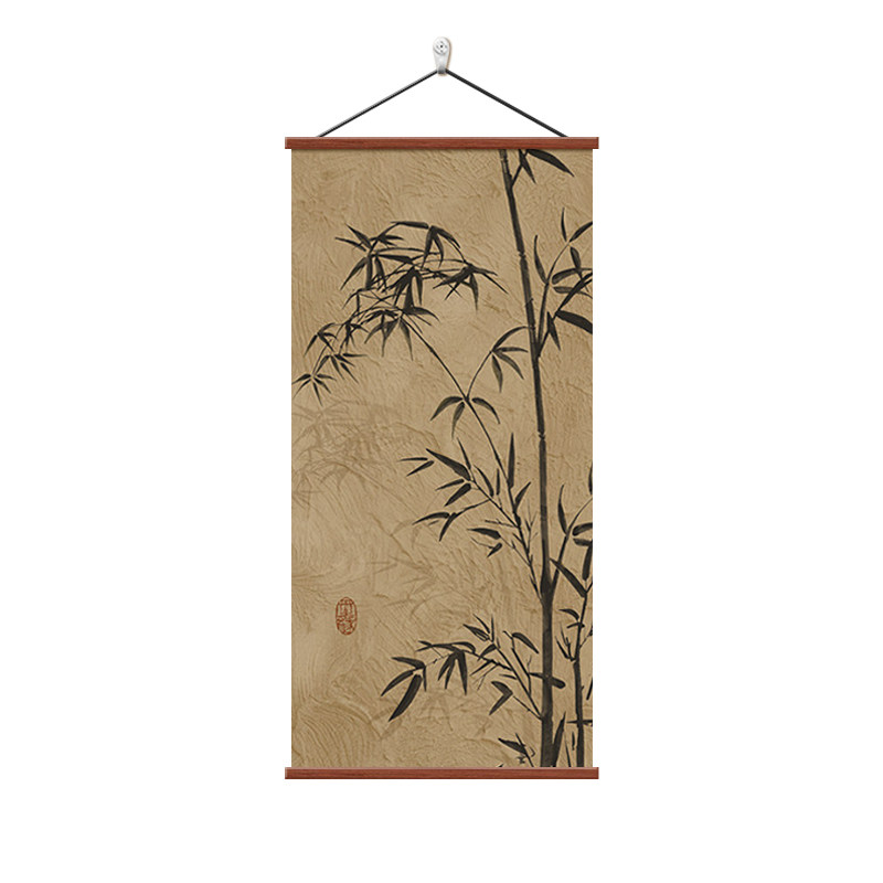 宋代美学竹子卷轴挂画茶室装饰画