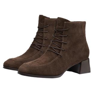 [美洋同款]KISSCAT[栗子可可]莫卡辛靴一脚蹬短靴增高时装靴加绒