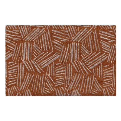 印度进口手工印花椰棕壳门垫北欧简约白色长方形除尘蹭土脚垫定制