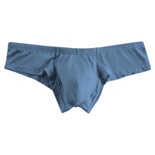 男士性感超低腰莫代尔高弹三角内裤纯色薄款半包臀紧身显大囊袋