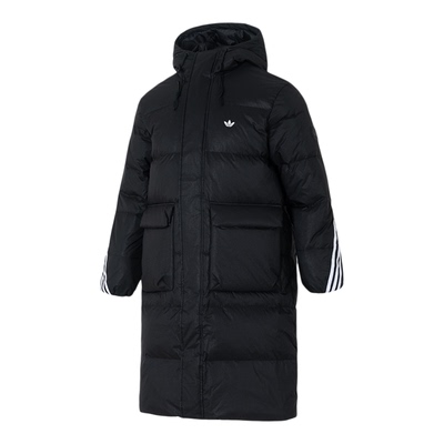 阿迪达斯过膝长款羽绒服男女款25冬季三叶草加厚羽绒外套KC2564