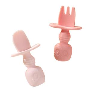 爱咔威IKV硅胶短柄勺子小宝宝学食训练婴儿童辅食吃饭软叉勺餐具