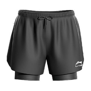 李宁泳裤男长款5分裤成人新款游泳裤泡温泉双层防尴尬沙滩裤显瘦