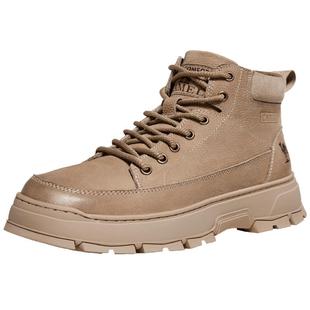 骆驼男鞋2025秋冬高帮板鞋增高厚底休闲马丁靴防滑耐磨工装靴男款