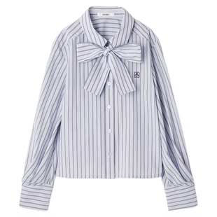 SNIDEL2025秋冬新品简约蝴蝶结系带翻领长袖衬衫上衣SWFB254204