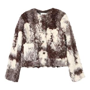 西町村屋韩系毛绒短款外套女秋冬新款复古气质百搭上衣XA9D10043