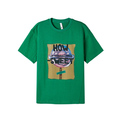 U/TI绿色童趣棒棒糖印花T恤女 百搭休闲短袖上衣尤缇时尚春季新款