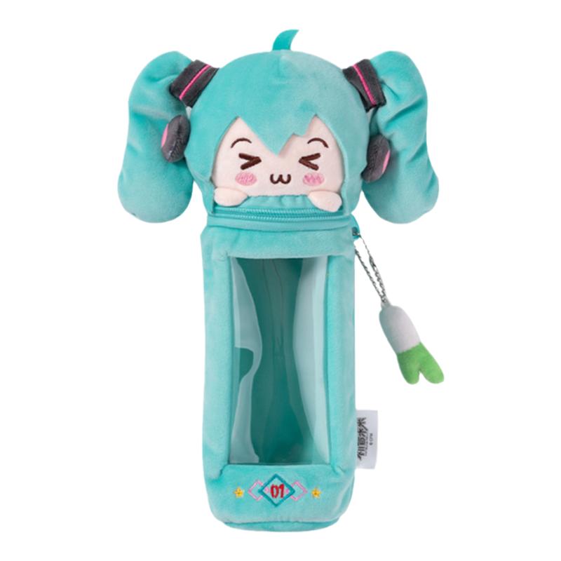 moeyu初音未来眯眯眼毛绒笔筒可爱miku周边毛绒文具笔盒学生礼物