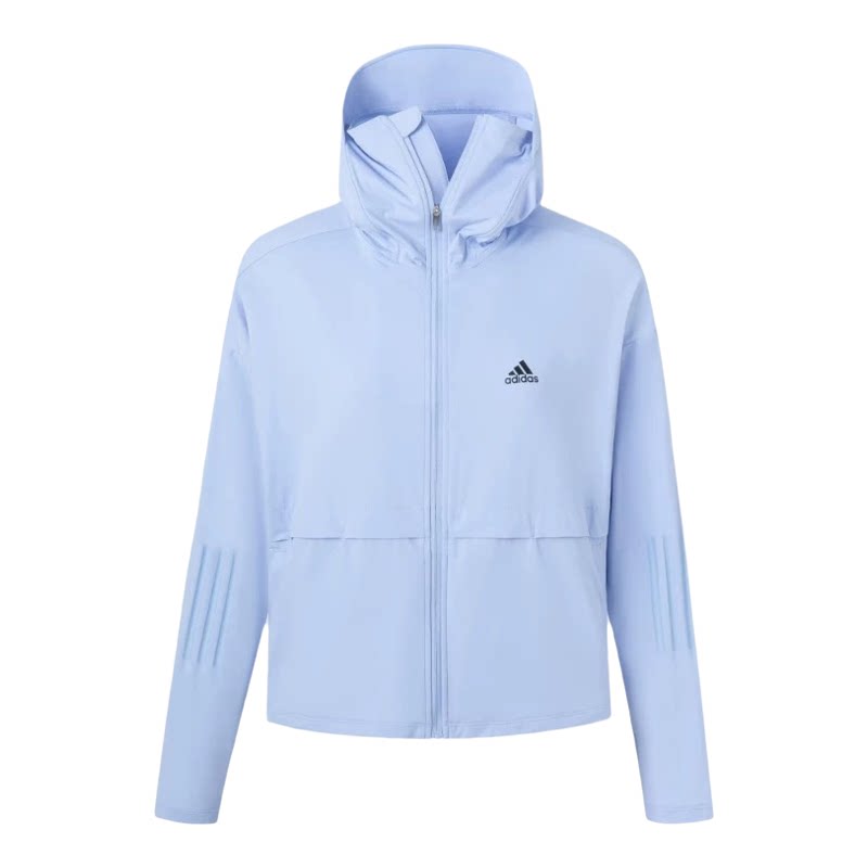 Adidas阿迪达斯女子春夏透气显瘦清新又显活力浅蓝色户外防晒外套