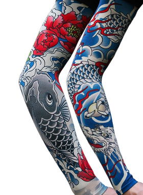 纹身冰丝男女胳膊手臂关羽袖套