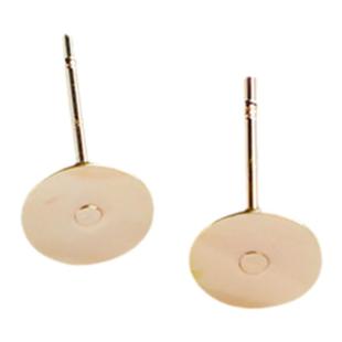 14K包金保色托盘耳钉可粘珍珠平托耳针diy手工饰品耳饰配件材料