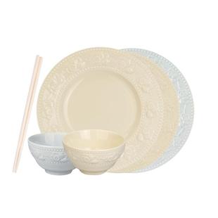 摩登主妇浮雕餐具碗碟套装家用盘子漂亮碗具乔迁新居新婚结婚礼物