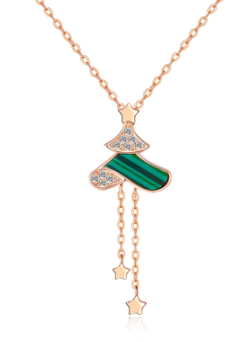 VIGG绿光流星圣诞树套链女纯银锁骨链轻奢小众设计生日礼物送女生