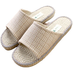 雅路人2025亚麻鞋男女士居家棉麻室内四季情侣厚底拖鞋吸汗透气