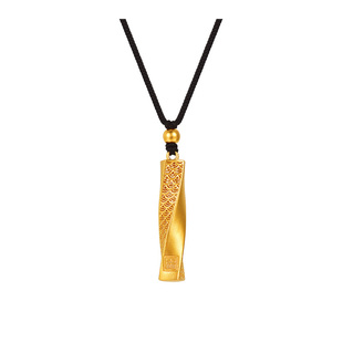 明牌珠宝古法黄金吊坠 足金扭转乾坤柱子莫比乌斯情侣挂坠AFC0783