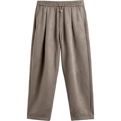 西班牙单！仿麂皮绒宽松系带长裤