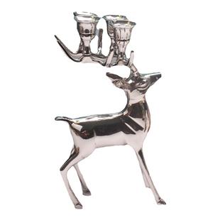 简约现代家居客梯创意烛台摆件小鹿铜镀镍浪漫轻奢