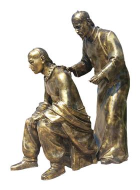 古代中医文化拔火罐人物雕像雕塑