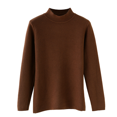 加绒加厚保暖毛衣女秋冬季内搭打底衫半高领修身百搭针织中领上衣