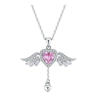 老凤祥S925纯银天使之恋项链女款丘比特之心吊坠情人节礼物送女友