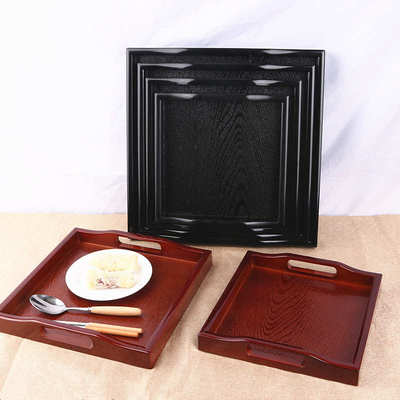 仿木纹托盘正方形大号餐盘子塑料茶盘沥水盘商用花盆景底盘收纳盘