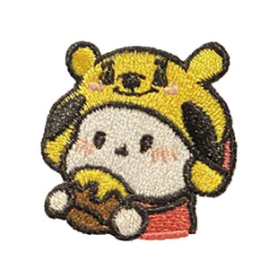 抖音同款可爱帕恰狗自粘布贴羽绒服刺绣贴手账本装饰贴万能补丁贴